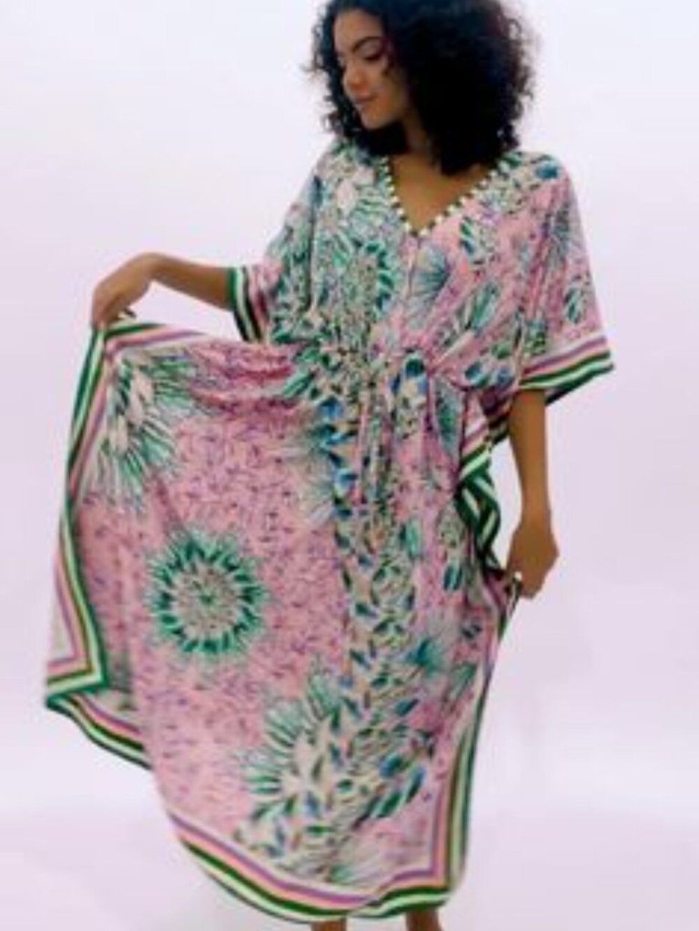 Anthropologie Kaftan Dress Boho Resort Cruise One Size - Picture 3 of 11
